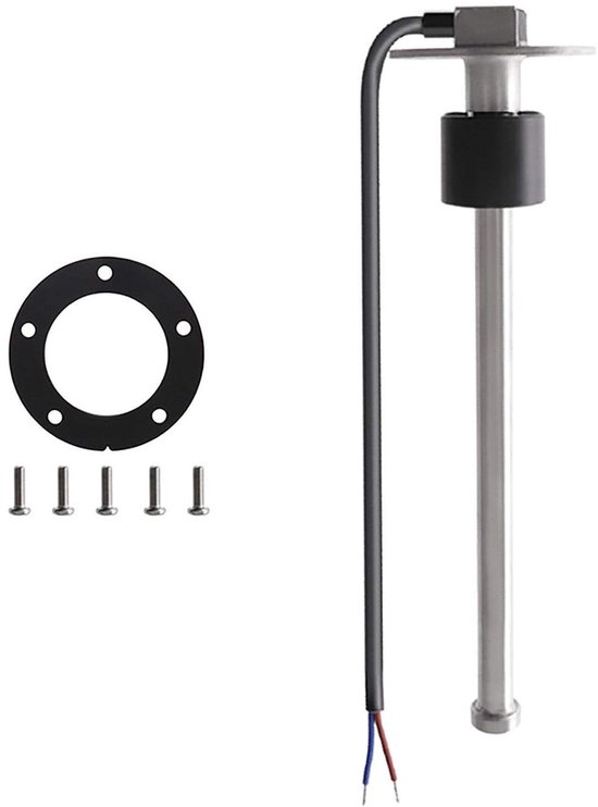 Brandstofniveaumeter met brandstofniveausensor, 0-190 Ohm brandstofniveaumeter rood achtergrondlicht en brandstofwaterniveausensor voor auto boot RV Camper (125MM