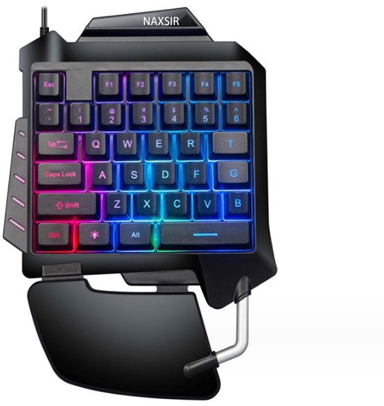 NAXSIR Zwart Eenhands Toetsenbord - Met Realistischer Mechanische Tactiek - Speciaal Voor Gaming - Perfect voor Snelle Input en Comfortabel Gebruik