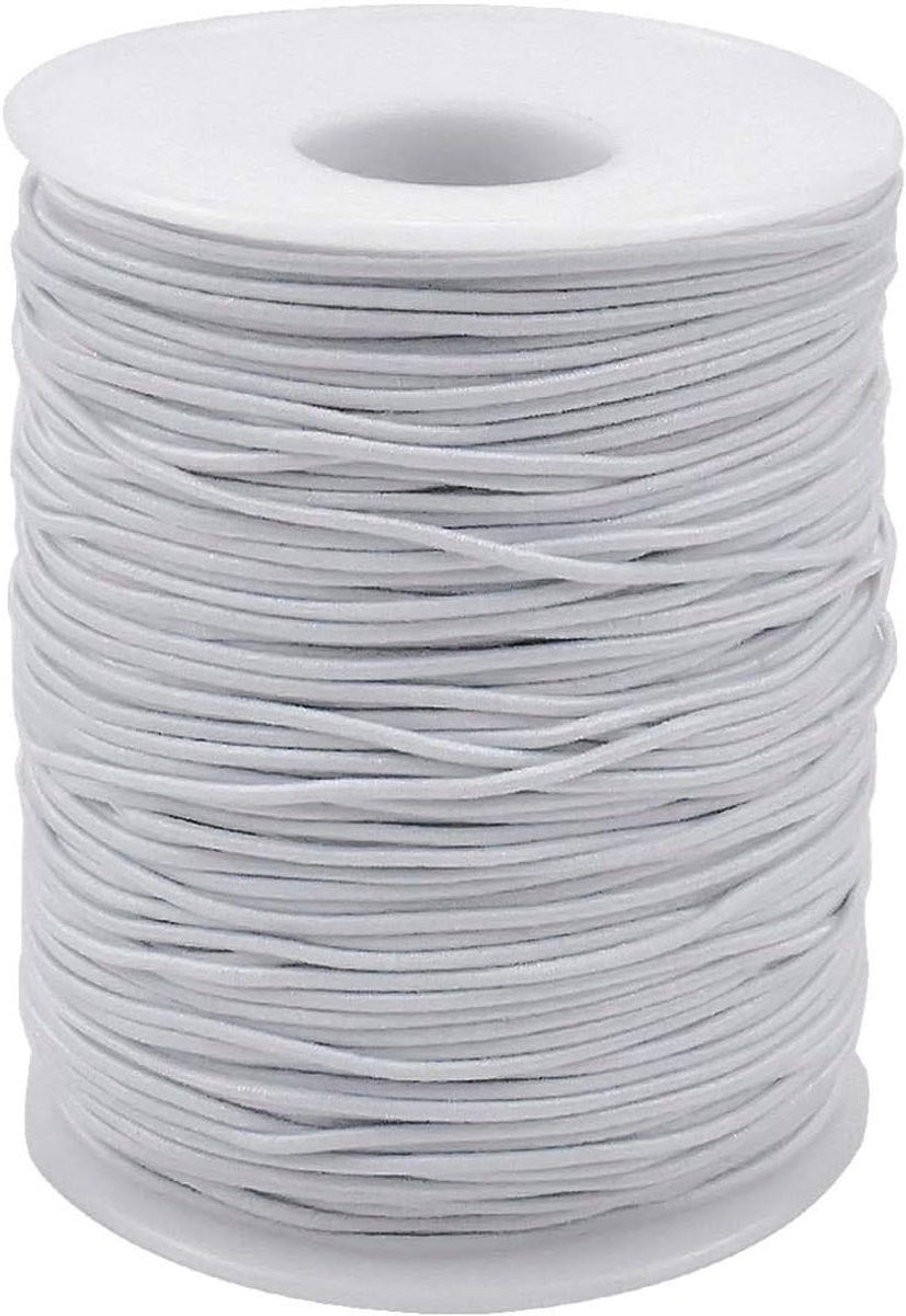 Allecto Premium - Elastisch Koord 1MM Wit - 100 Meter - Voor Armbanden/Kralen/Naaien/Knutselen