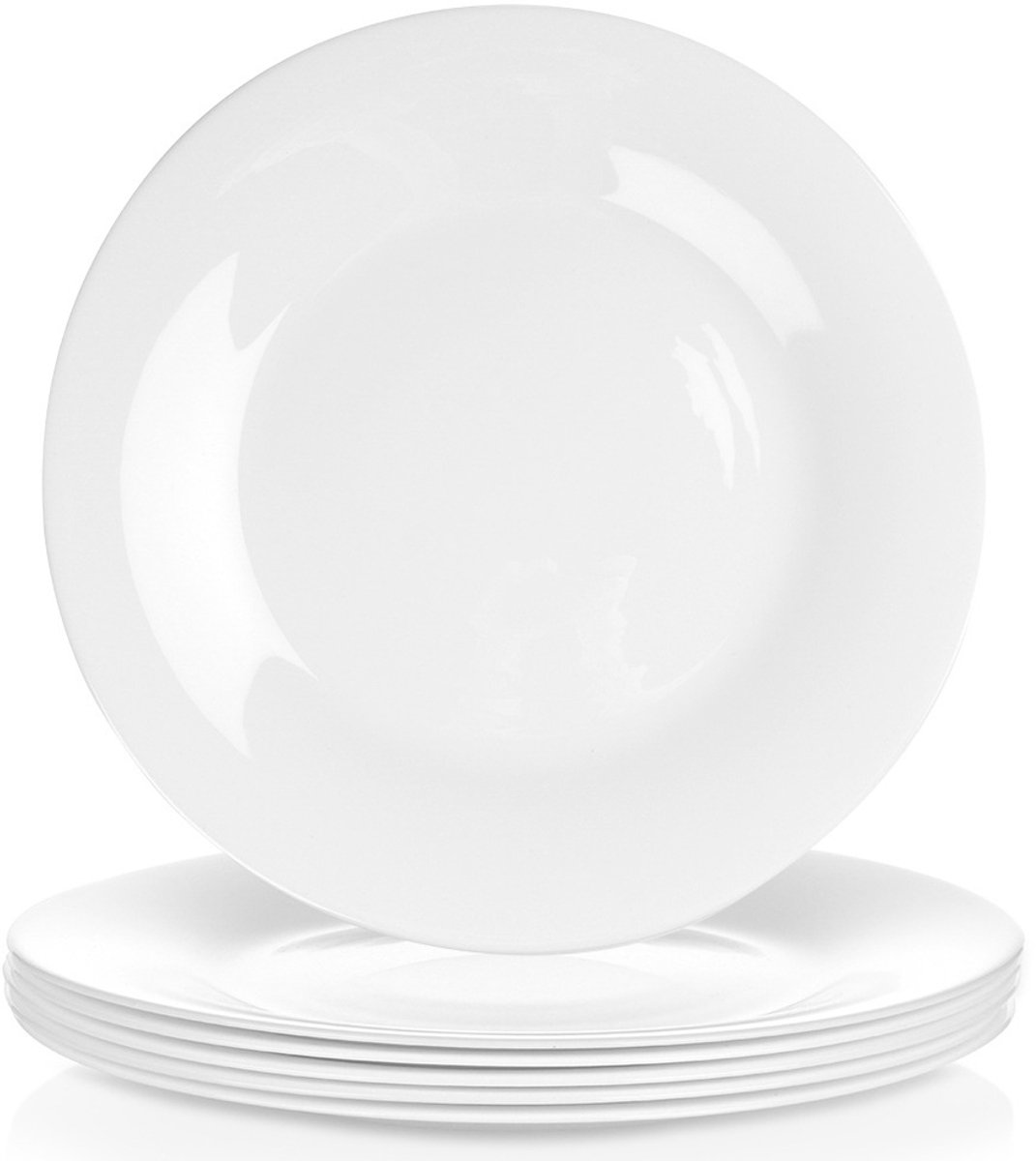 Dinerborden Glas Wit 25,5 cm 6 stuks - Set - Borden - Bord