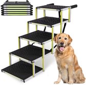 Hondentrap Auto voor grote en kleine honden PRIORPET - Reflecterend - 77KG Capaciteit - Opvouwbare Loopplank Hond bij stijve gewrichten - Geschikt voor Middenklasse Auto's & SUV - Antislip - 5 Treden