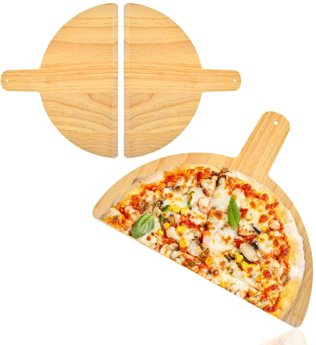Pizzaschep van berkenhout - geschikt voor pizza bakken - 2 stuks