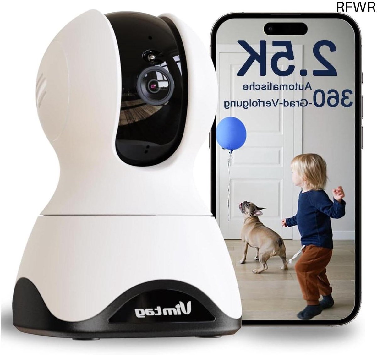 RFWR® Binnen WLAN- bewakingscamera 360° met automatische tracking en 2-weg audio