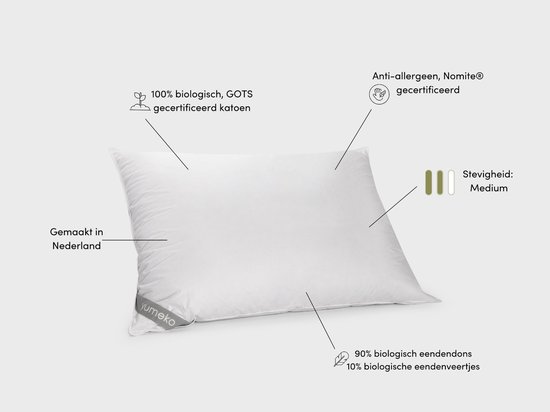 Oreiller en duvet Yumeko 70x90 moyen - Bio & écologique