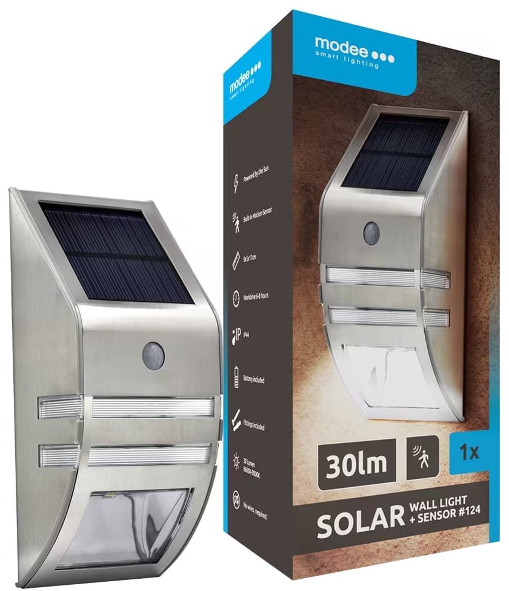 Modee Solar Buitenlamp LED met Bewegingssensor - Wandlamp op Zonne Energie - IP44 - Daglicht Wit