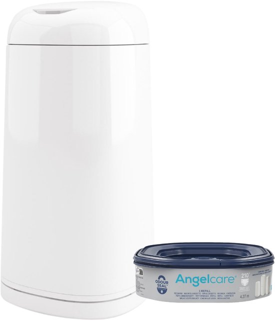 Angelcare Dress Up - Wit Luieremmer - Met OdourSeal™ Technologie & Navulcassette - Personaliseerbaar met Hoezen