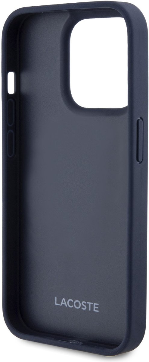 Lacoste Back cover - iPhone 15 Pro - Zwart & Blauw - Geometrisch patroon - Incl. kaartvak