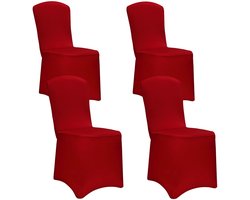 Stoelhoes Set van 4 - Stretch Kreukvrij - Bordeaux Rood