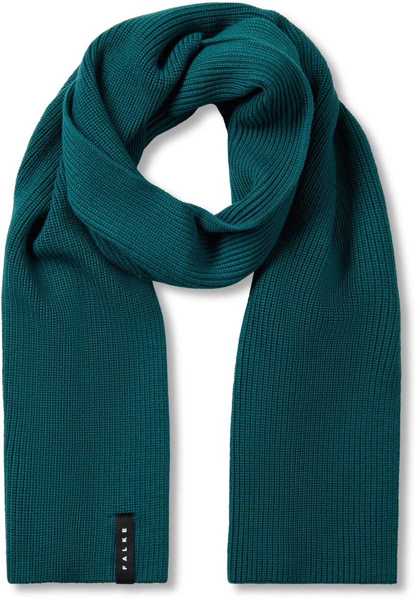 FALKE Basic Scarf Pearlstitch sneldrogend warm wol wintersjaal unisex blauw - maat ONESIZE