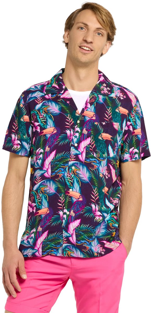 OppoSuits Night Jungle Hawaiian - Heren Blouse - Mannen Shirt - Korte Mouwen - Zomer Outfit - Maat XS
