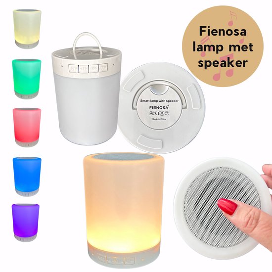 Fienosa RGB sfeerlamp met Bluetooth speaker - Multi Colour LED - Kerstcadeau - Draadloos - Kampeerlamp - Camping Lamp - Bedlamp - Touch Bediening - USB Oplaadbaar - Dimbaar - Terraslamp - Tuinlamp - Energiezuinig van Fienosa — afbeelding 2