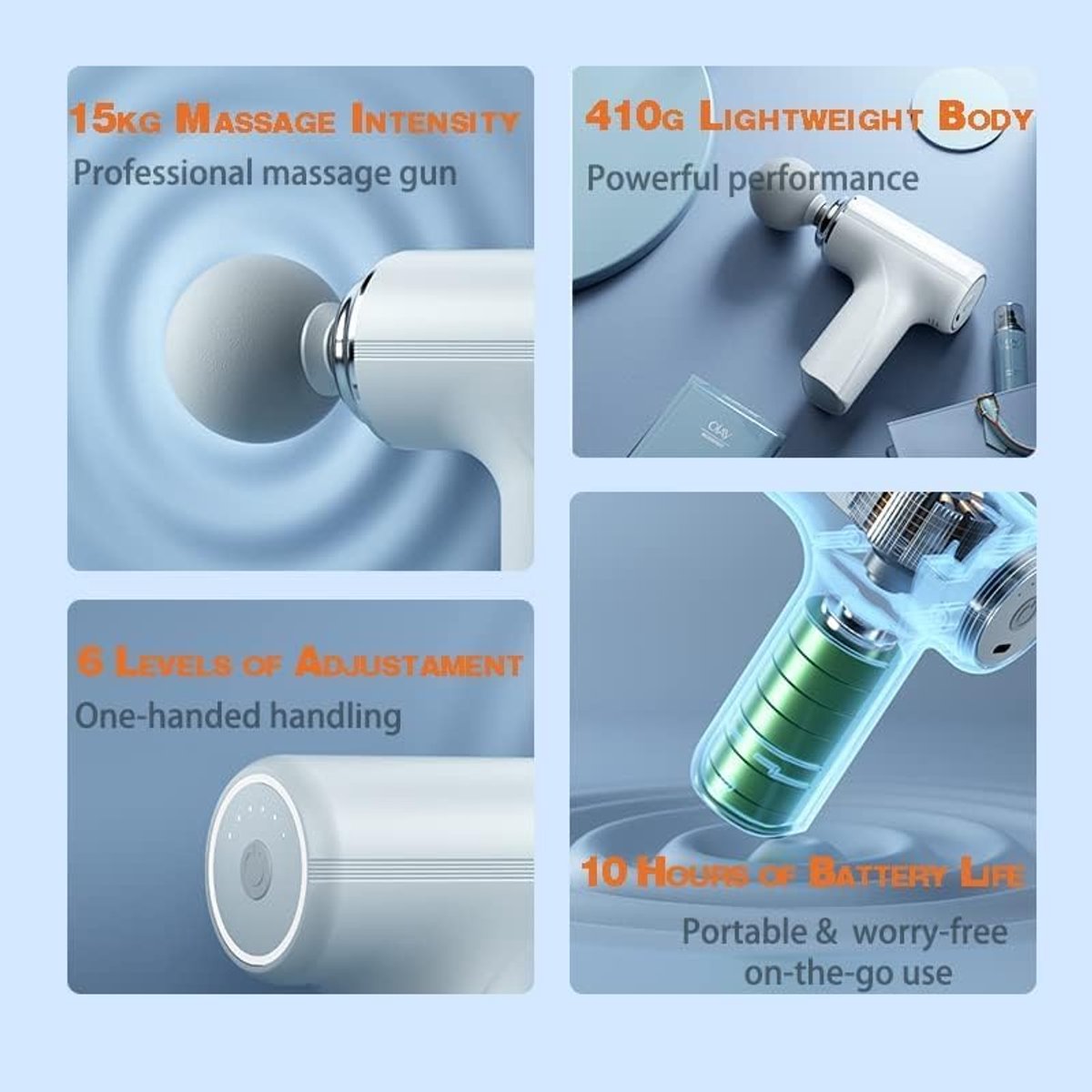 Onbekend Massage Gun - 6 snelheden, 4 opzetstukken, Type-C thumbnail 3