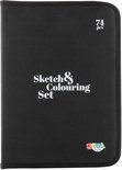 Zwarte etui gesloten met "Sketch & Colouring Set".