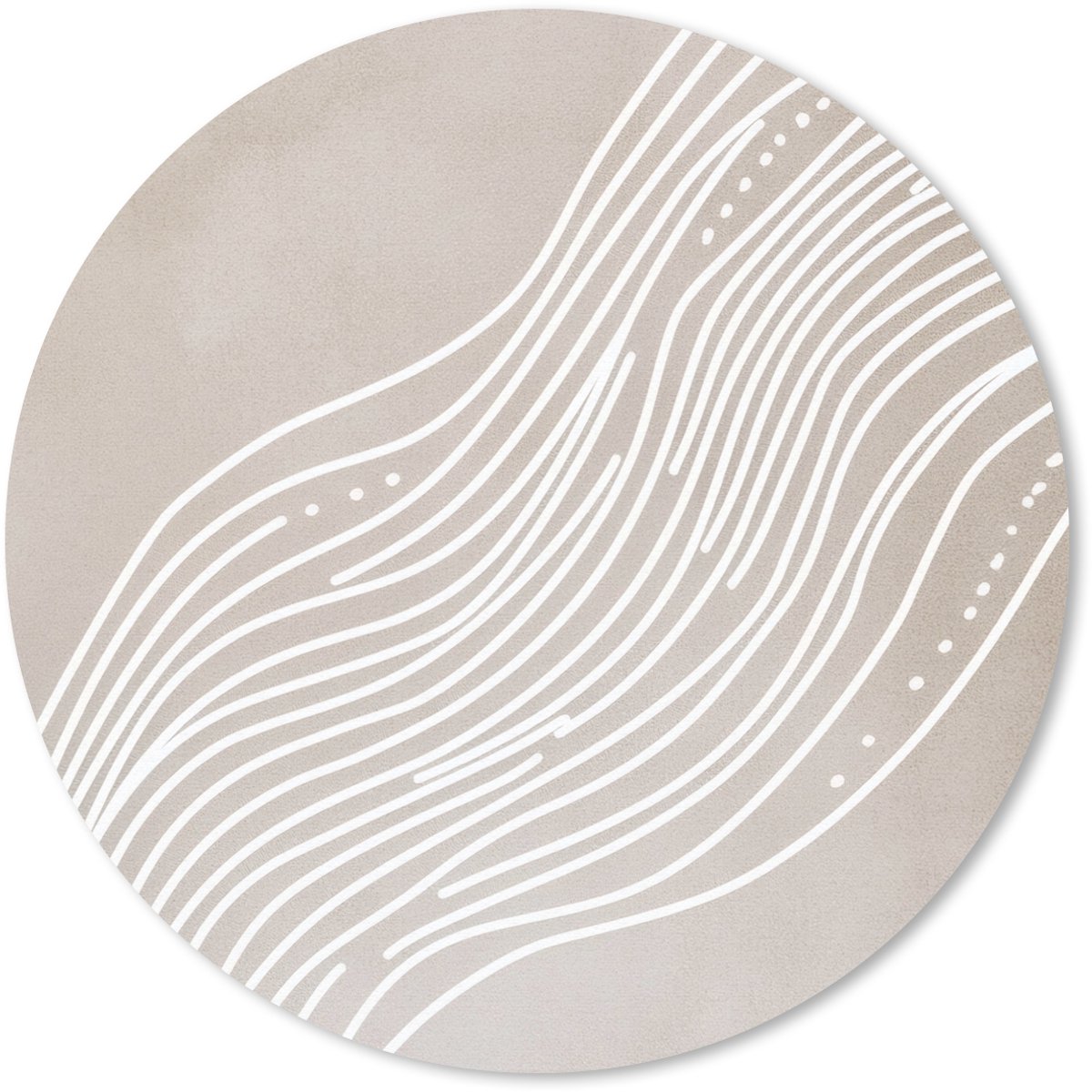 Muismat rond 20x20 cm - Mousepad Golvende lijnen - Vloeiend - Zandkleurig - Ronde muismatten