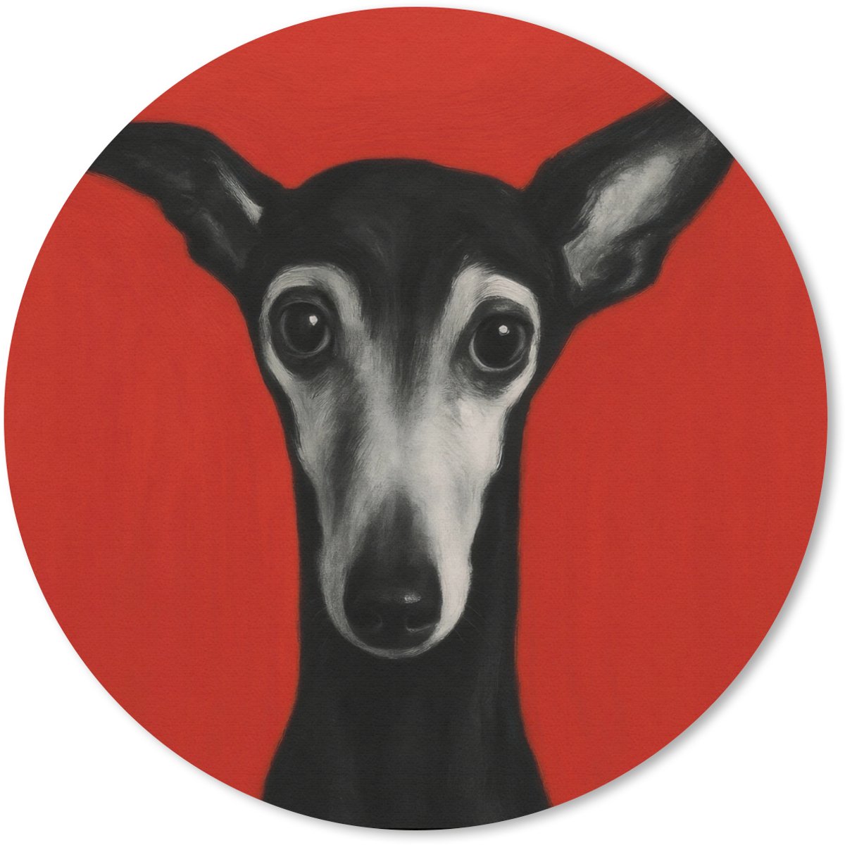 Muismat rond 30x30 cm - Mousepad Windhond - Minimalistisch - Rood - Ronde muismatten