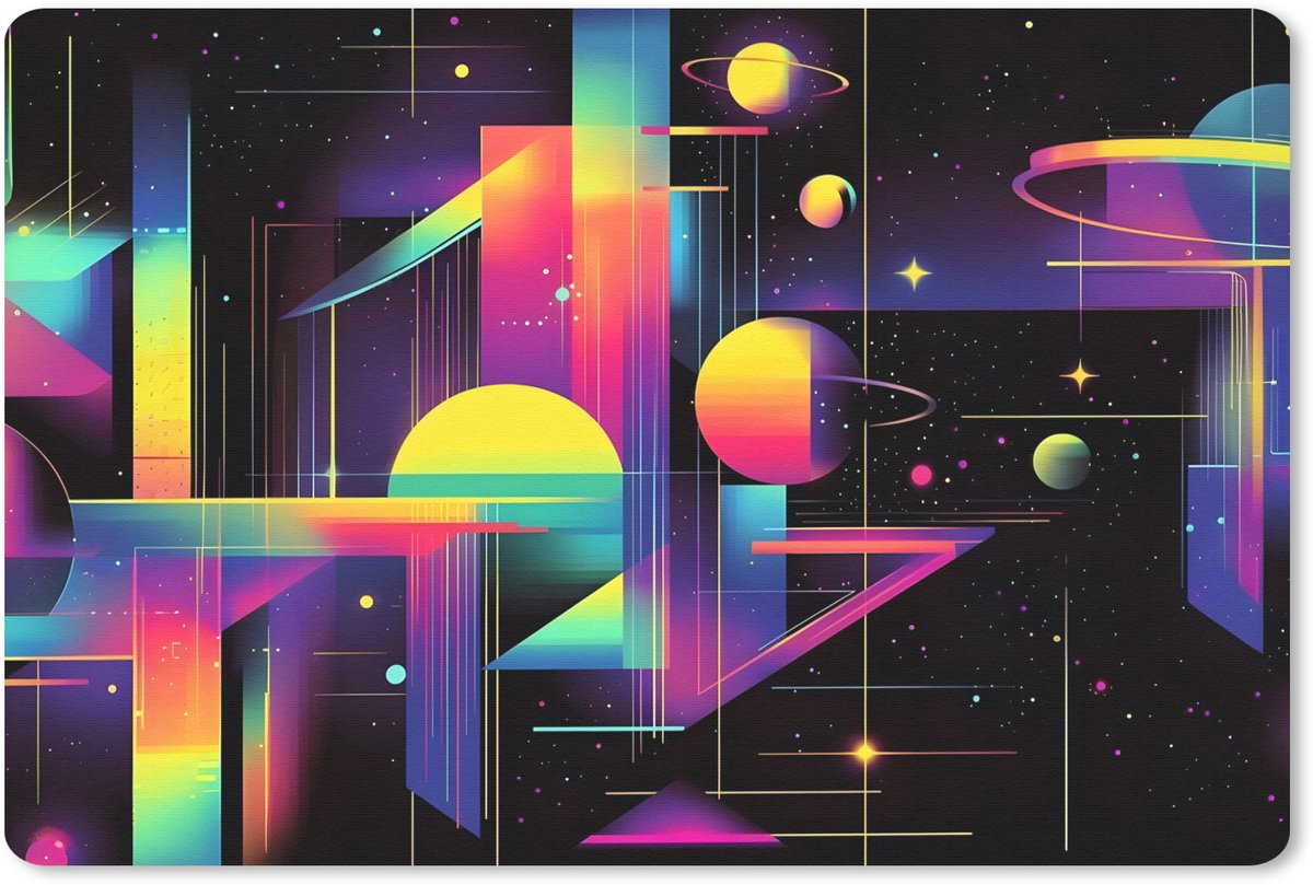 Muismat 27x18 cm - Mousepad Abstract - Vormen - Kleurrijk - Lijnen - Muismatten
