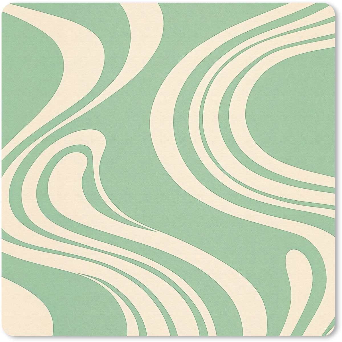 Muismat 20x20 cm - Mousepad Golvende lijnen - Mintgroen - Dansende vormen - Muismatten