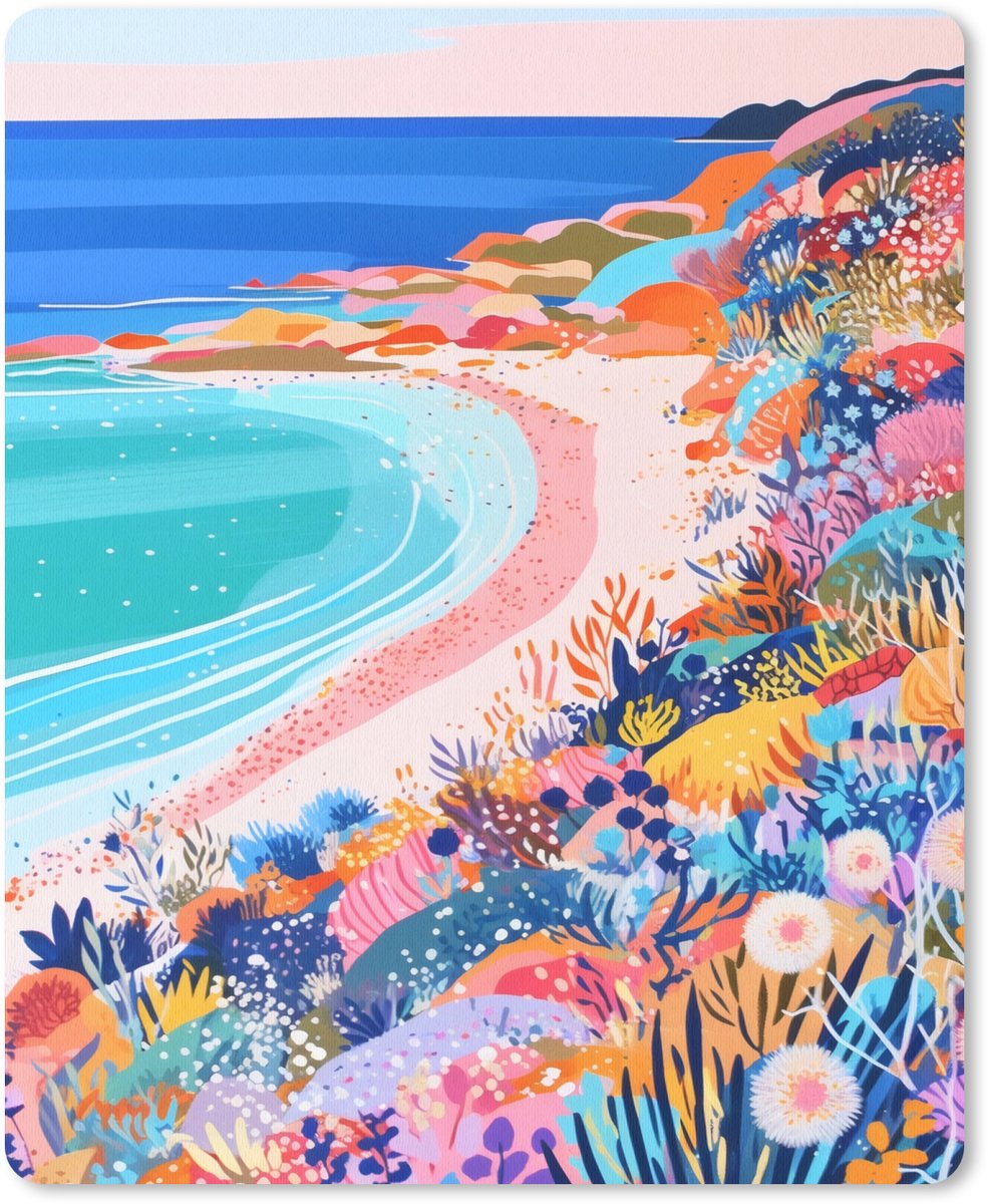 Muismat 19x23 cm - Mousepad Bloemenweide - Zee - Zomers - Muismatten