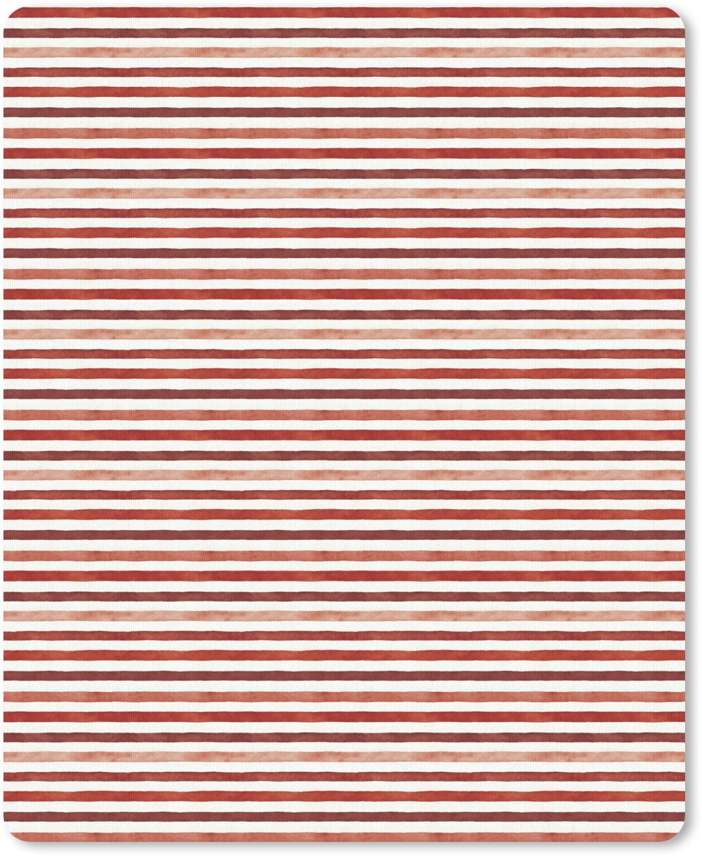 Muismat 19x23 cm - Mousepad Nautisch - Chic - Strepen - Rood - Muismatten