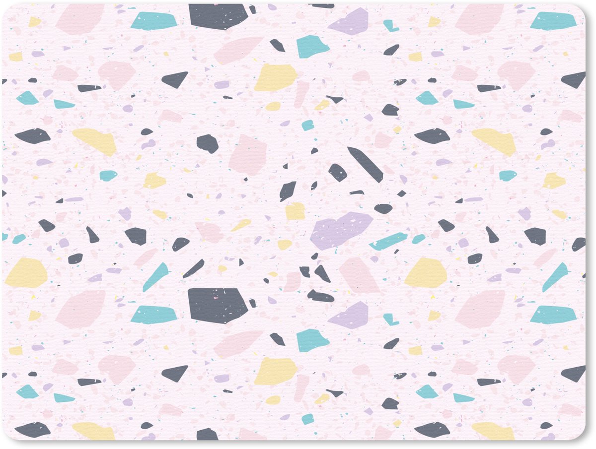 Muismat 23x19 cm - Mousepad Terrazzo - Patroon - Zacht - Snoep - Muismatten