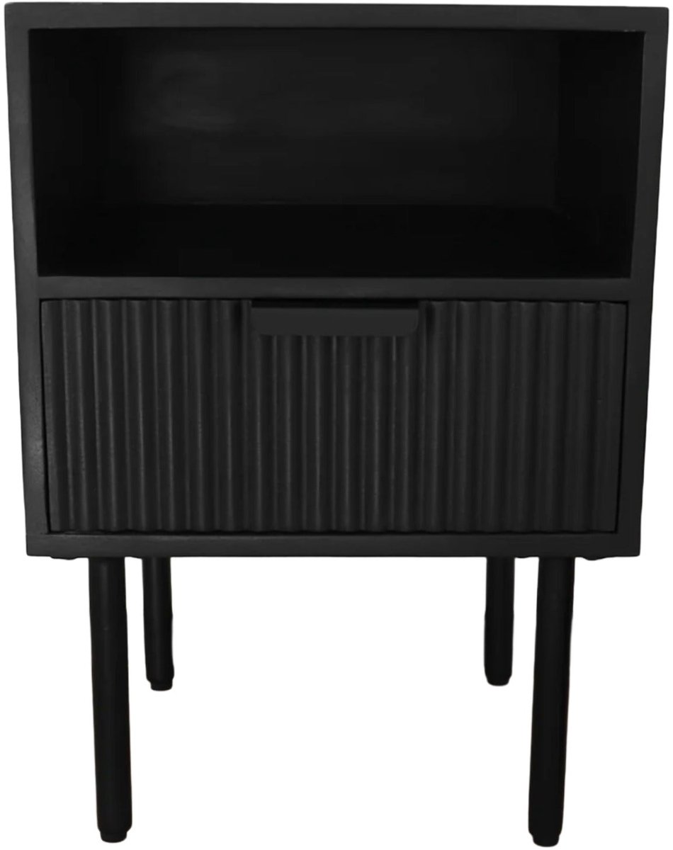 Nachtkastje industrieel mangohout bijzettafel Avelyn zwart duurzaam mango side table