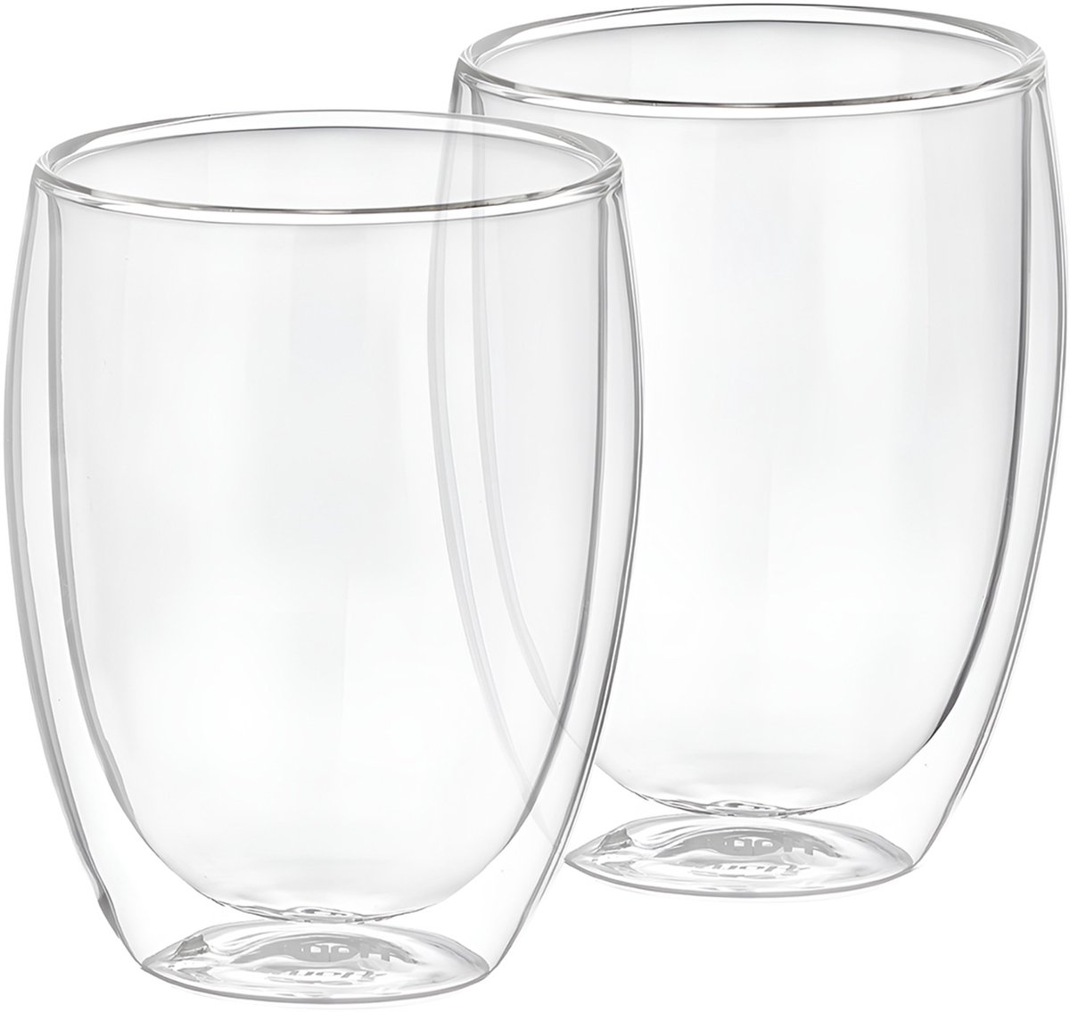 Cheffinger, Set 2 glazen voor dranken Dubbelwandig 350ml van Borosilicaatglas, Transparant