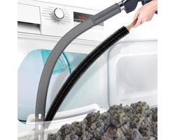 2-delige stofzuigerset Geschikt voor drogerventilatie, compatibel met alle stofzuigers, pluizenborstel voor droger en stofzuigerslang met elastische universele connector, snelle pluizenverwijderaar, grijs