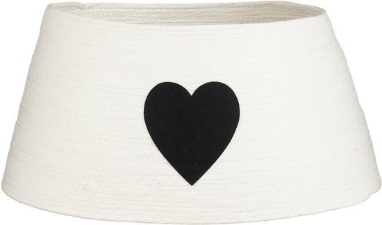 Mica Decorations Kerstboomrok met Hart - L50 x B50 x H26 cm - Papier, Vilt - Wit, Zwart