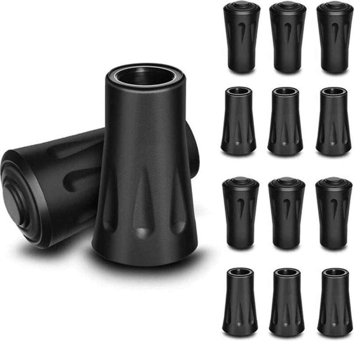 Nordic Walking Doppen - 12 Stuk - Wandelstokdoppen - Wandelstok Dop - Nordic Walking Stokpunten - Trekkingstokken Dop - Wandelstok Reservedoppen - Nordic Walking Stokdop - Nordic Walking Pads - Nordic Walking Asfaltdop - Krukdoppen - Wandelstokbodem