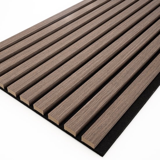 WallArt - Akupanelen - 4 st - akoestisch - Donkereiken - 1.28 m2 - 3 zijden Hout Fineer