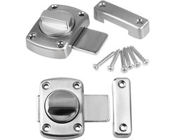 2 stuks - Deursloten - draaideur sloten - deursloten van zinklegering - badkamerdeurslot - beveiligingsslot - deur grendel - voor huisbeveiliging, badkamer, slaapkamer, toilet - zilver