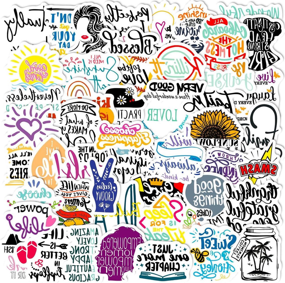 Allecto Plus - Stickersprueken Waterdicht Inspirerend 50 stuks - Motivatie & Mentale Gezondheid, Scrapbooking & Waterflessen.