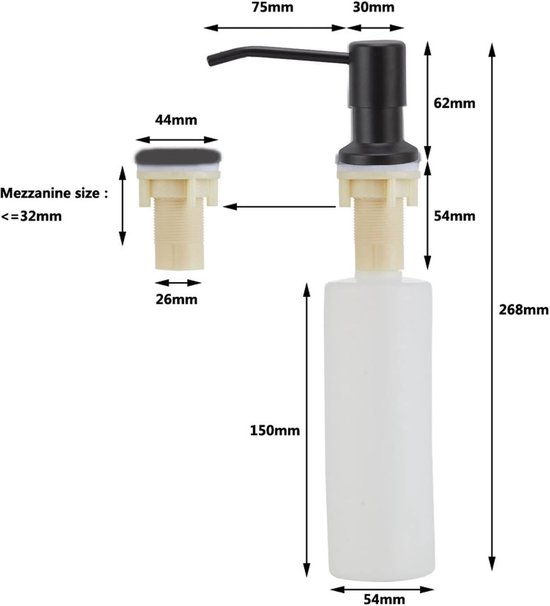 Zeepdispenser- zeepdispenser inbouw- Zeepdispenser voor in de gootsteen - Ingebouwde