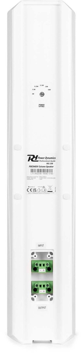 Power Dynamics PDCS403V 100V verticale kolomluidspreker - Outdoor zuil luidspreker - IP44 - Wit — afbeelding 2