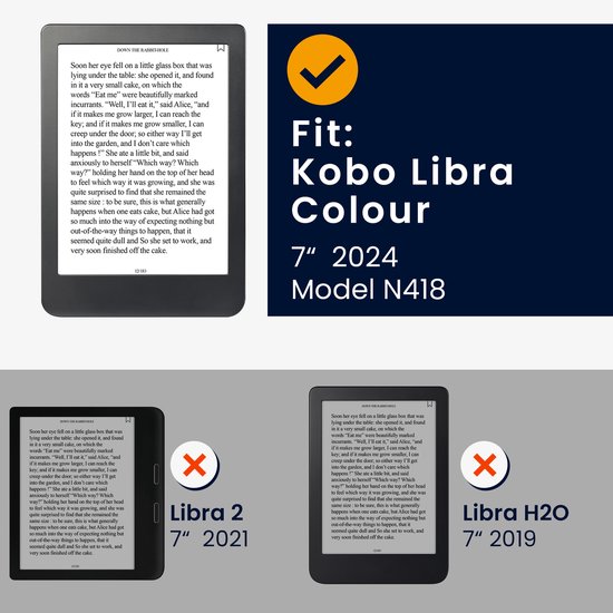 kwmobile e-reader hoesje geschikt voor Kobo Libra Colour hoes - E reader flip case van kunstleer - Ereader cover met handgrip en stand - In petrol van Merkloos — afbeelding 4