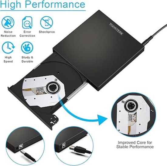 Externe CD/DVD Speler USB 2.0 - Compatibel met MacBook, Laptop en Windows 7/8 PC Zwart van Toosterk — afbeelding 4