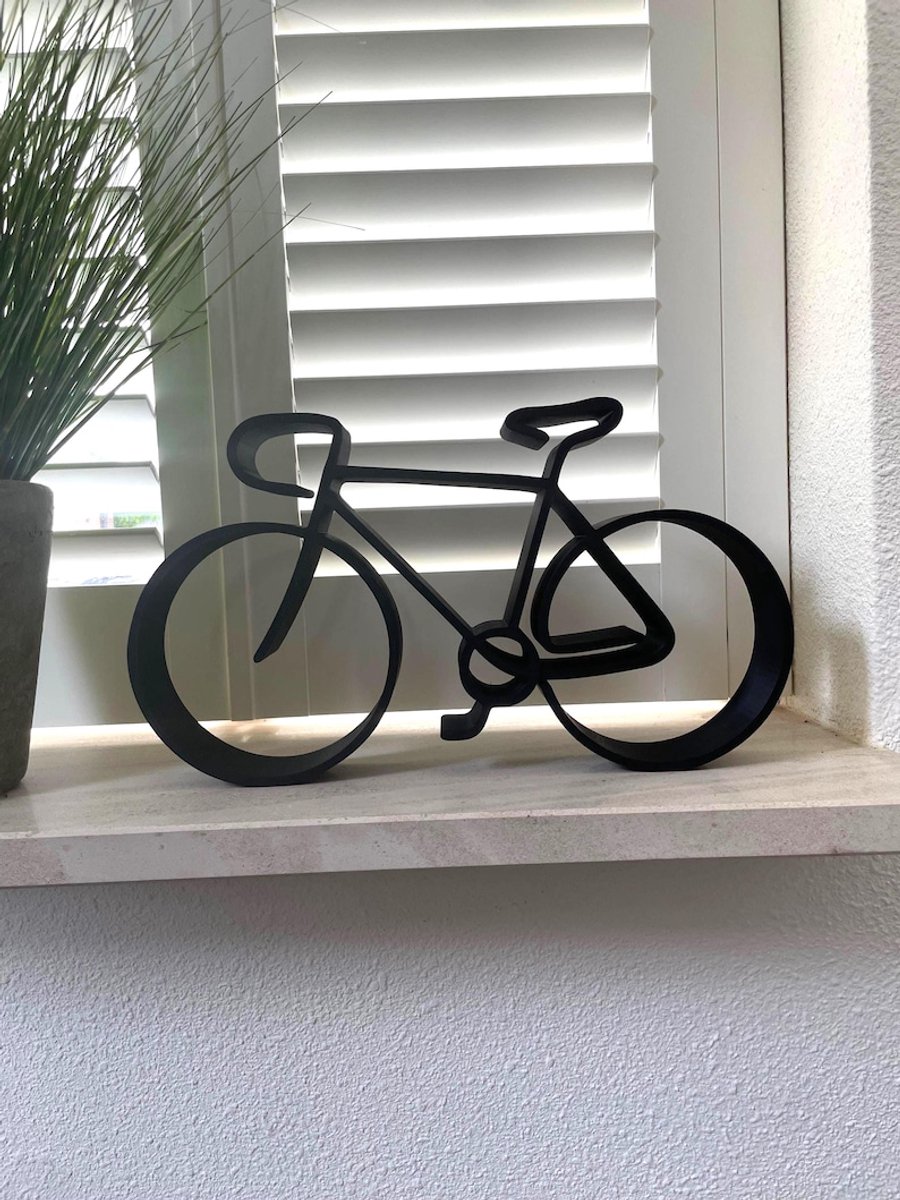 Fiets Decoratie - Fiets Beeld Zwart - Moderne Fietsdecoratie voor Plank of Wand