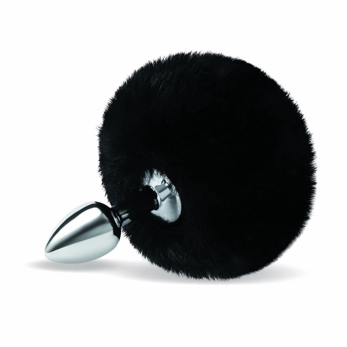 Whipsmart 3 inch Fluffy konijn metaal plug met Tail - Zwart - 12 cm