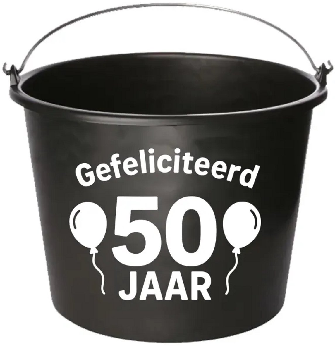 Emmer - Gefeliciteerd 50 jaar - Cadeau emmer - met tekst - 12 liter - zwart