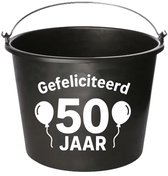 Seau - Félicitations 50 ans - Seau cadeau - avec texte - 12 litres - noir