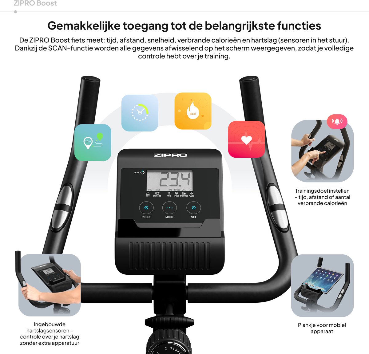Zipro Boost Hometrainer Elektromagnetisch met - afbeelding 2
