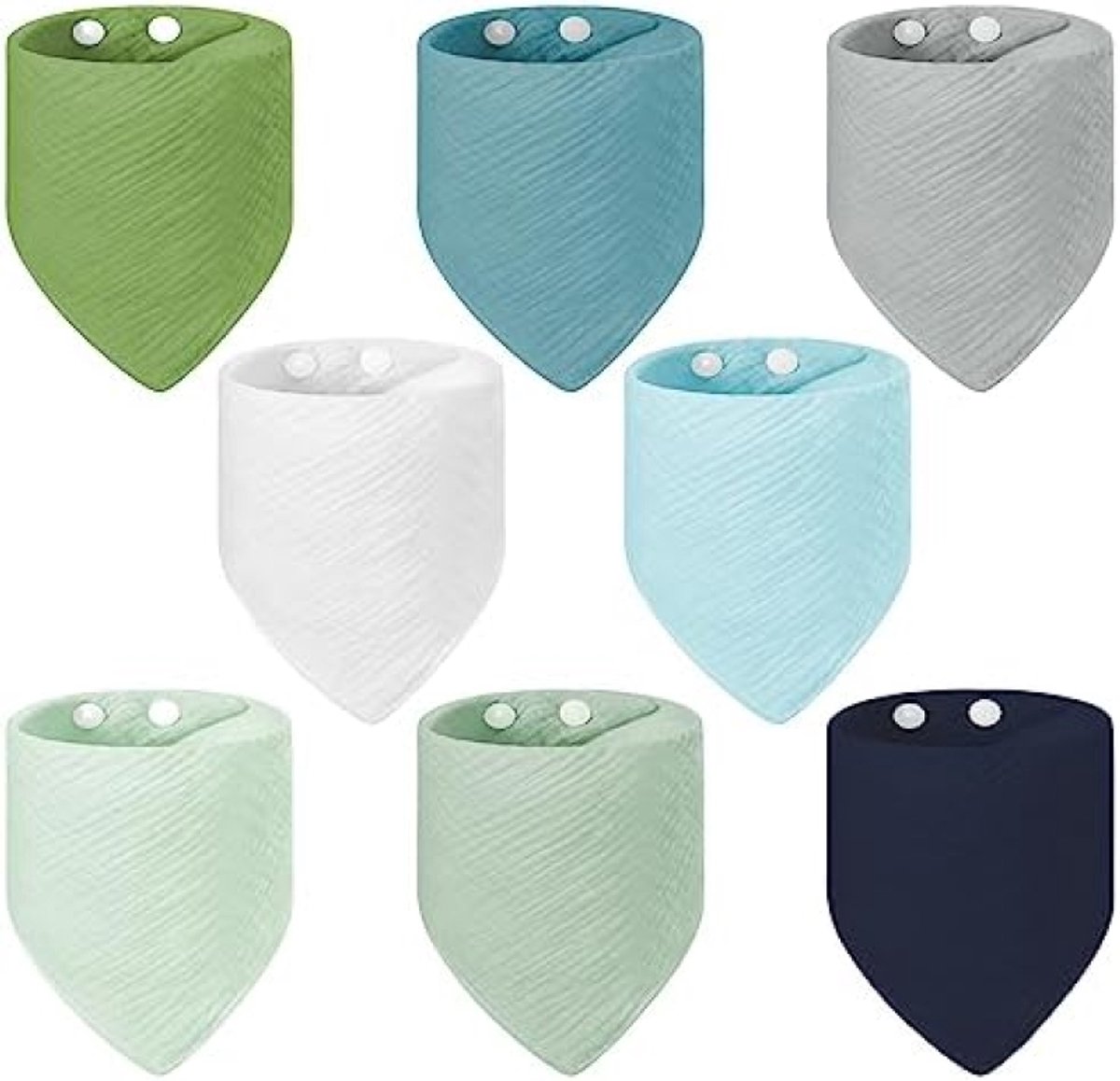 Image of 8-pack driehoekige slabbetjes voor baby's, bandana slabbetjes, zachte en absorberende mousseline kwijlslabbetjes met verstelbare drukknopen, uniseks