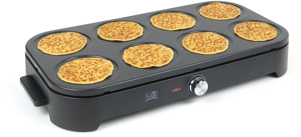 DOMO DO8709P Pancake Maker - 6 Mini Pancakes Ou Crêpes - 11,5 Cm - Inclus Louche Doseuse - Noir