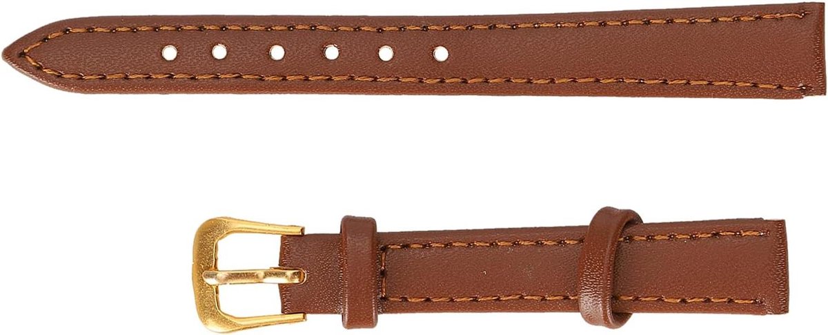 Allecto Plus - PU leren horlogeband met gesp - Stevig en Handig - Geschikt voor professioneel en algemeen gebruik - Vervangende band - 12mm bruin - Duurzaam en Functioneel