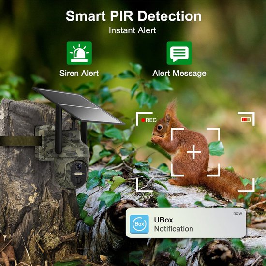 RFWR® 4G Beveiligingscamera met SIM-kaart en SD-kaart - Draadloze Bewakingscamera met Nachtzicht en Bewegingsdetectie van Merkloos — afbeelding 2