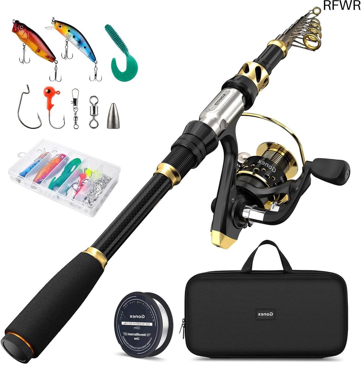 RFWR® Telescopische Hengel en Haspel Set met Vislijn en Accessoires voor Zoet en Zout Water