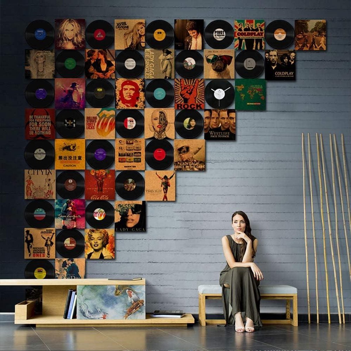 Décorations Fête Thème Rock Années 70 – Lot De 9 Disques Vinyles à Suspendre Pour Anniversaire, Mariage, Soirée - 5