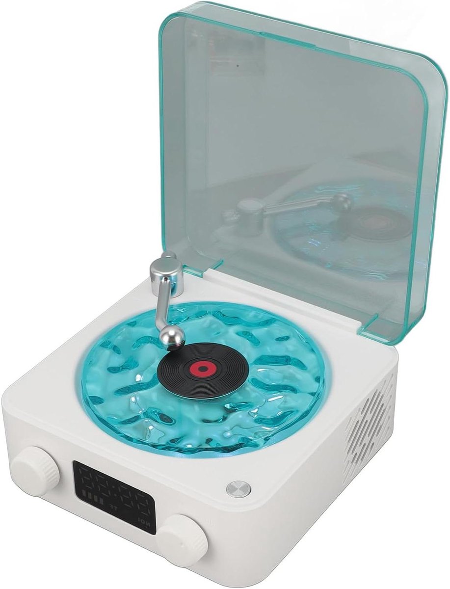 Allecto Plus - Compacte Vintage BT-speler met Nachtelijk Omgevingslicht en Stereogeluid - 4 Modi - Beeldscherm - Kleine Platenspeler voor Slaapkamer en Kantoor