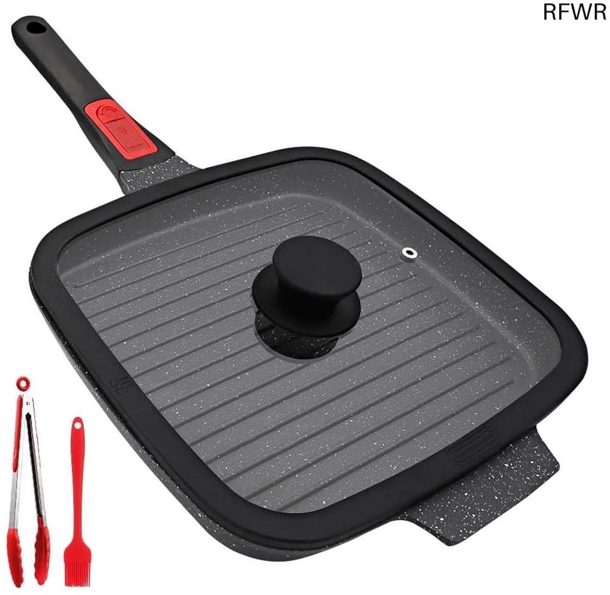 RFWR® Bakplaat met Deksel 26 cm - Antiaanbakpan voor Inductiekookplaat