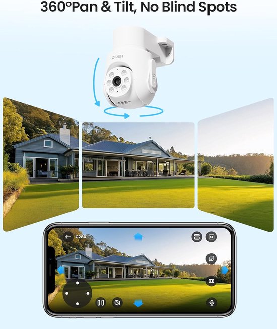 RFWR® 1080p Bewakingscameraset met 5MP DVR Recorder en 1TB HDD - 4X 2MP CCTV Camera's met 360° Pan & Tilt van RFWR — afbeelding 2